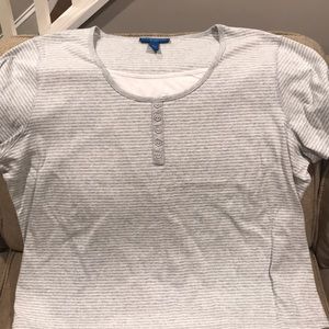 Karen Scott Sport Heather Gray & White Top